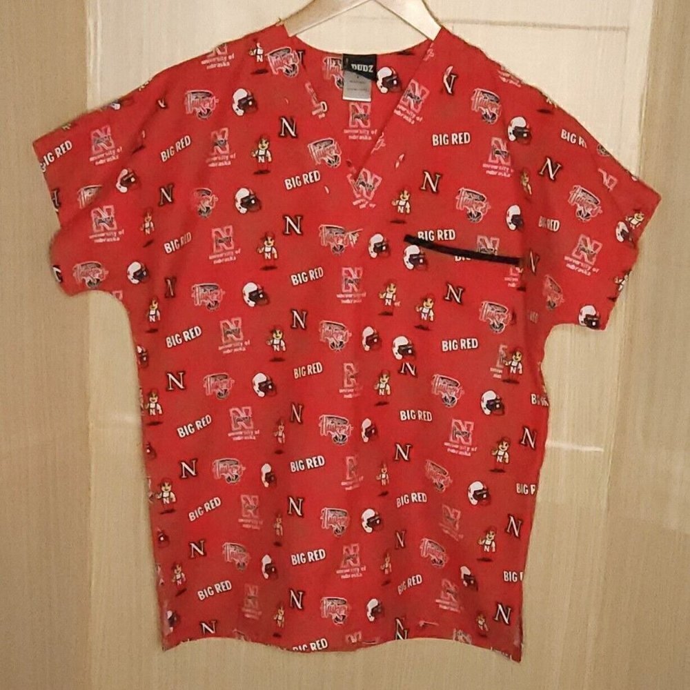 Scrub Dudz Red University Of Nebraska Scrub Top Small